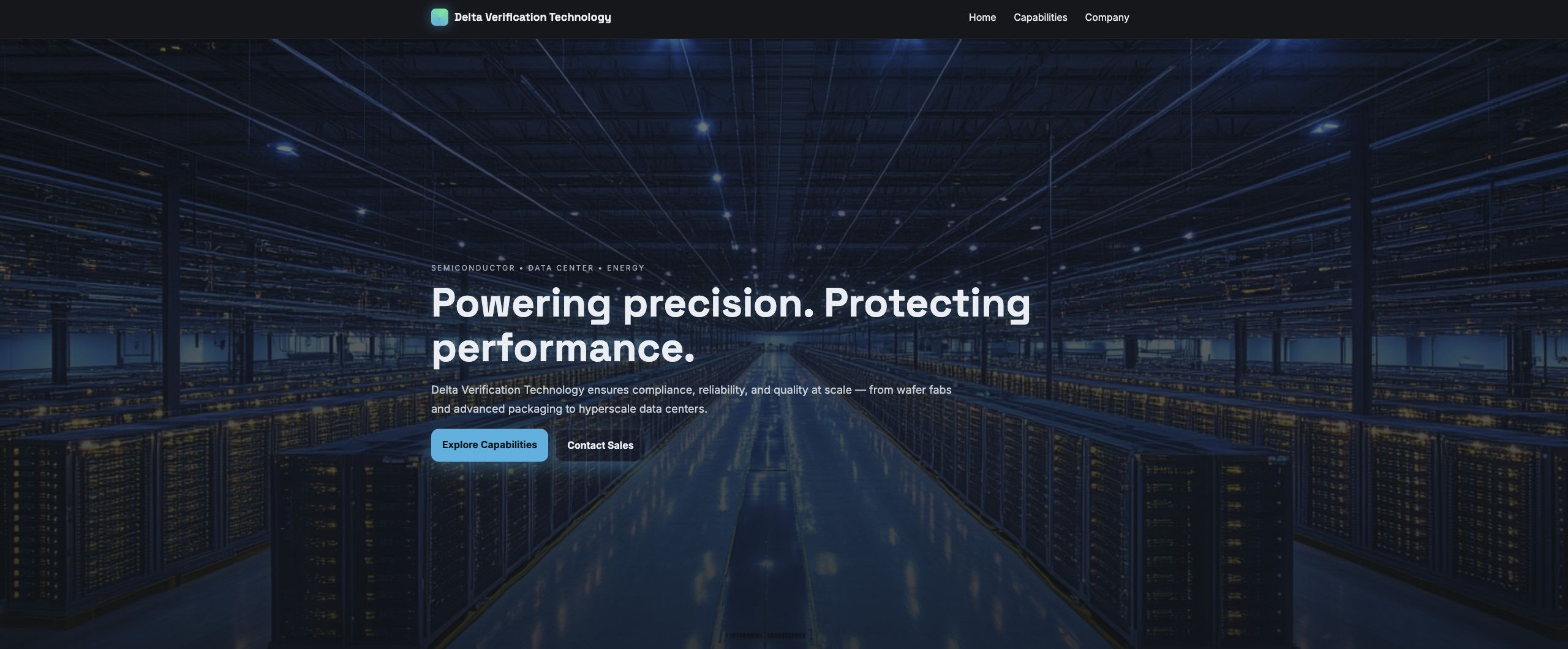 Delta Verification design concept with industrial imagery and clear typography